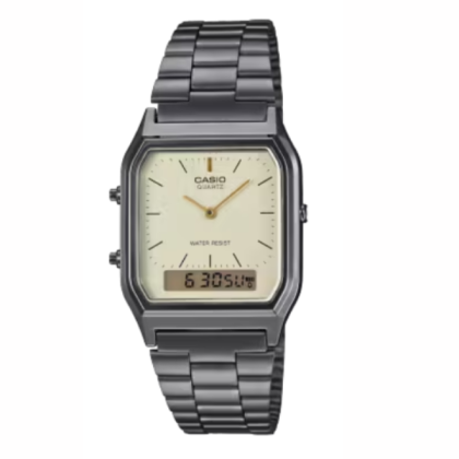 Casio Vintage AQ-230GG-9A Dark Grey Stainless Steel Band Men Watch / Women Watch